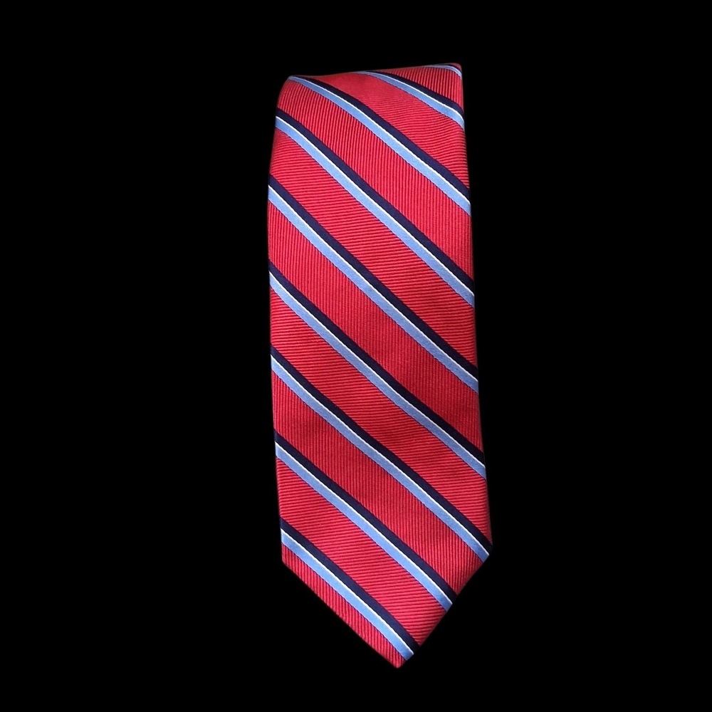 Vtg Brooks Brothers Men's XL Repp Preppy Stripe Red Silk Tie Made USA 90's Y2K